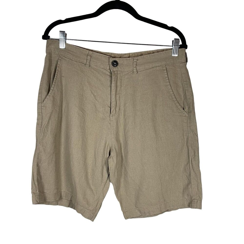 JACHS New York Shorts Mens 32 Khaki Bleecker Fit Chino Casual Flat Front